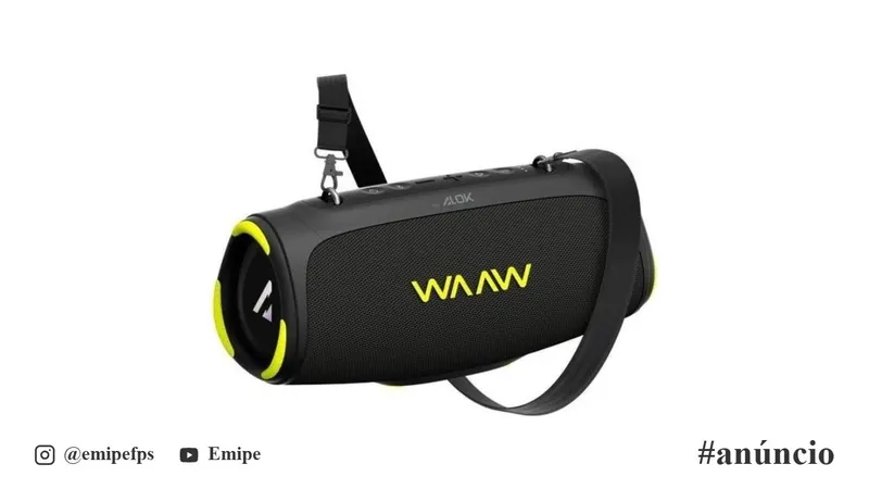 Caixa de Som Bluetooth WAAW Boom 110, 40W RMS, À Prova D’Água, IPX7 em promoção na Shopee