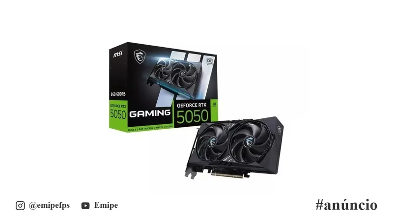 Placa de Vídeo MSI NVIDIA GeForce RTX 5050 Gaming OC, 8GB, 912-V538-009 em promoção na Shopee