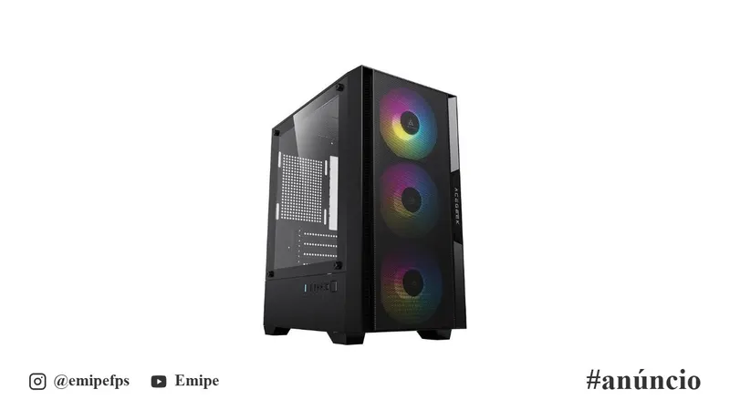 Gabinete Gamer Acegeek Stratus Mesh, Rainbow, Mid-Tower, com 3 Fans, Preto, AG-STRATUS-MESH-BK-I3F em promoção na Shopee