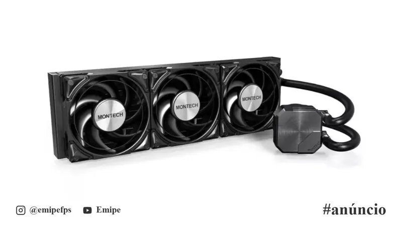Water Cooler Montech HyperFlow Silent, 360mm, Intel-AMD, PWM, Preto em promoção na Shopee