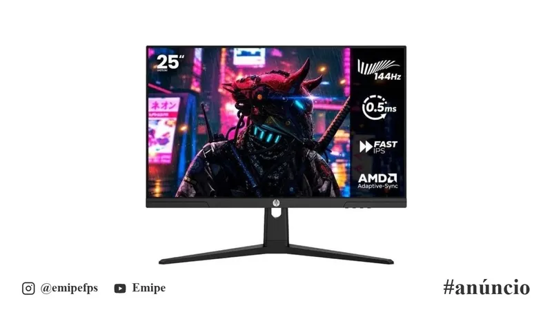 Monitor Gamer Haiz 25" 144Hz 0.5ms FHD HDMI/DP Painel IPS HDR10 VESA em promoção na Shopee