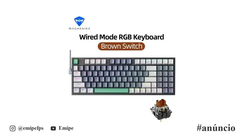 Teclado Gamer Machenike K500-B94 Hot-Swappable 94 Teclas 90% Layout RGB Backlight K500B94 em promoção na AliExpress