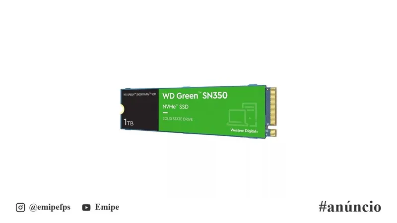 SSD M.2 NVMe 1TB Western Digital WD Green SN350, Leitura até 2400MB/s e Gravação até 1850MB/s, Gen3x4, WDS100T2G0C em promoção na Shopee