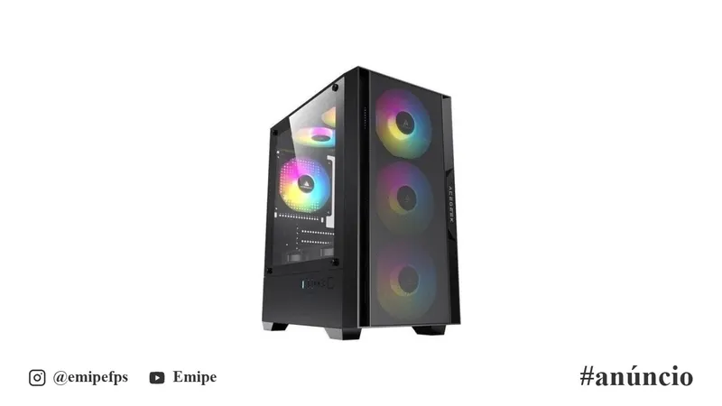 Gabinete Gamer Acegeek Stratus Mesh, Mid-Tower, Lateral de Vidro, Preto, AG-STRATUS-MESH-BK em promoção na Shopee