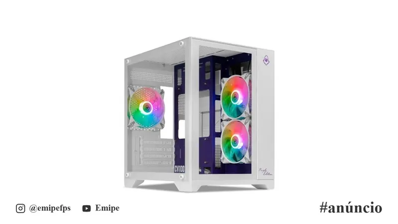 Gabinete Gamer Mancer CV100 Purple Edition, Mid-Tower, com 3 Fans, Branco, MCR-CV100-PEW em promoção na Shopee