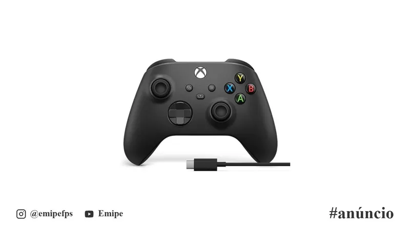 Controle para Xbox Sem Fio Preto + Cabo USB-C em promoção na Shopee