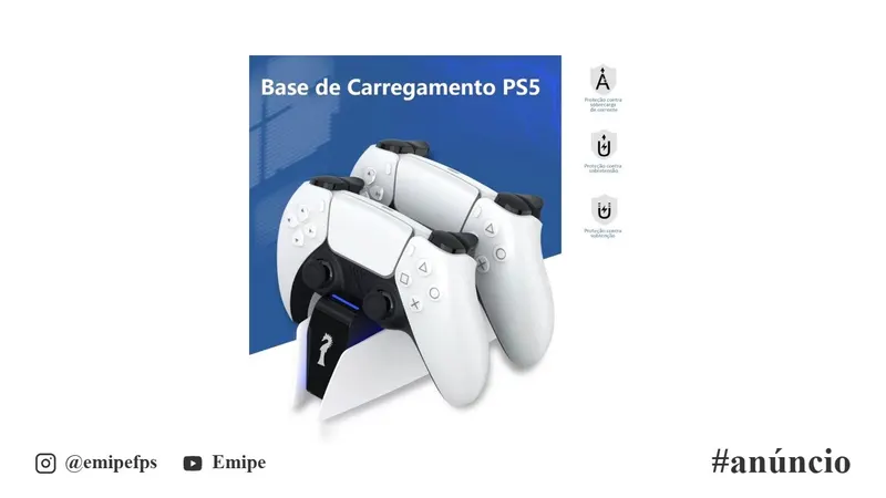 Suporte Base Dock Carregador de 2 Controles com LED para PS5 em promoção na Shopee