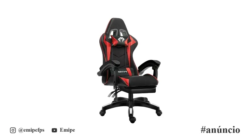 Cadeira Gamer Ergonômica Reclinável com Apoio de Pés Ajustável e Base Giratória em promoção na Shopee