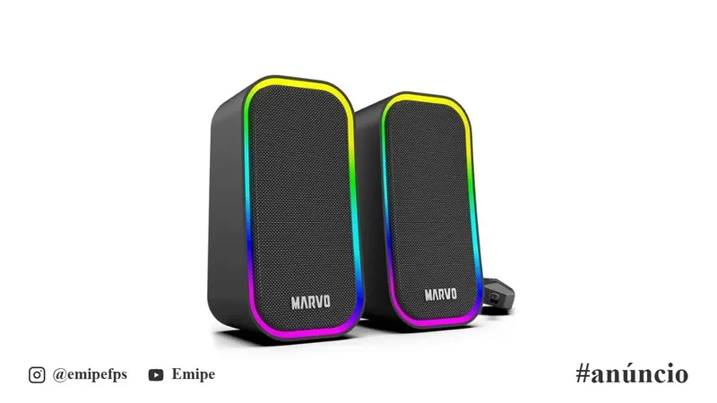 Caixa de Som Marvo SG-285, RGB, 3W RMS, Preta, SG-285-BK em promoção na Shopee