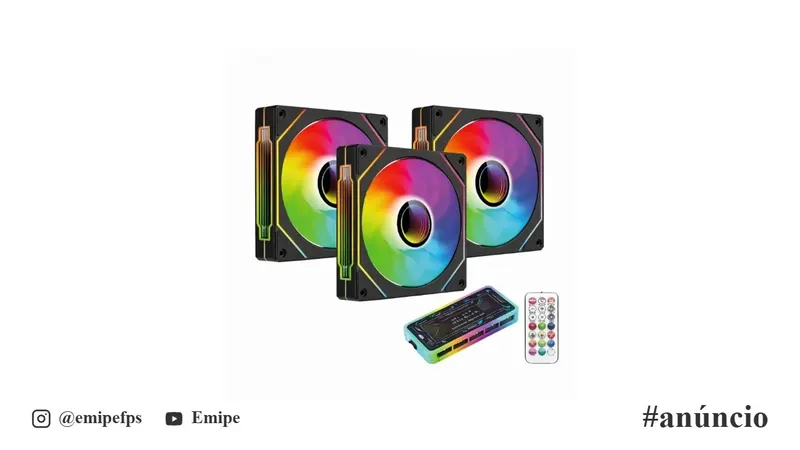 Kit 3 Ventoinhas RGB 120mm com Controlador e Controle Remoto para Gabinete de PC Silencioso em promoção na Shopee