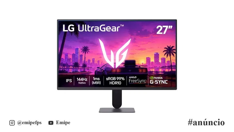 Monitor LG UltraGear 27" IPS, 144Hz Nativo, 1ms (MBR), Full HD (1920x1080), HDR10, NVIDIA G-SYNC, AMD FreeSync, Preto - 27G411 em promoção na Mercado Livre