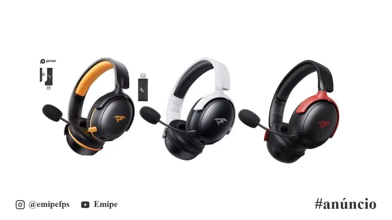 Headset Sem Fio 2.4GHz Picun-G3 Baixa Latência, Áudio Espacial 3D, ENC Mic em promoção na AliExpress