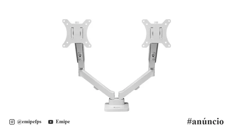Suporte Articulado para 2 Monitores 13 a 32 Pistão a Gás Zinnia Nimbo 210 Branco em promoção na Shopee
