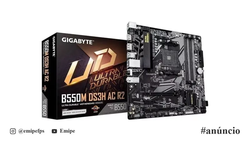 Placa-Mãe Gigabyte B550M DS3H AC R2 Wi-Fi AM4 4xDDR4 Chipset AMD B550 mATX em promoção na Shopee