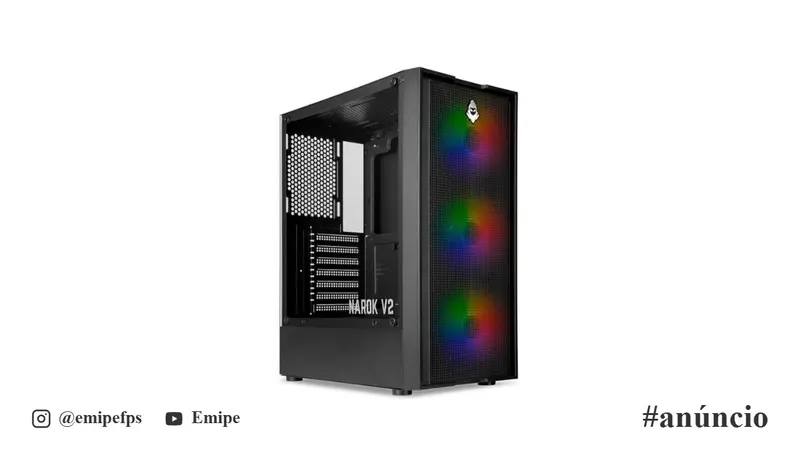 Gabinete Gamer Mancer Narok V2, Rainbow, Mid-Tower, Lateral de Vidro, com 3 Fans, Preto, MCR-NRK-V2 em promoção na Shopee