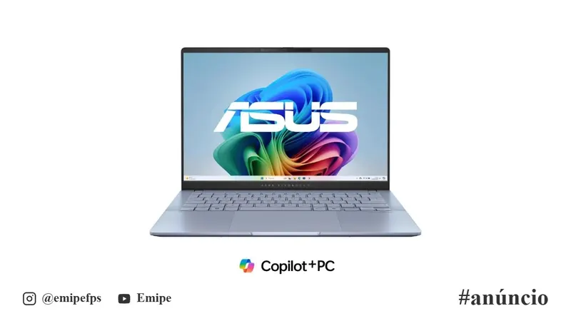 Notebook ASUS Vivobook S14 OLED S5406SA Intel Core Ultra 7 256V (Versão com 16GB RAM + W11), Tela 14.0" OLED, 100% DCI-P3, 16GB RAM (Não Expansível), 512GB SSD (Expansível) em promoção na Mercado Livre