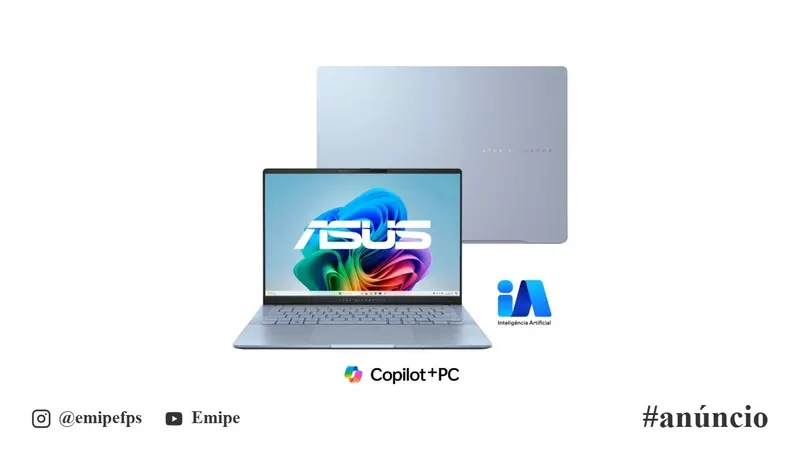 Notebook ASUS Vivobook S 14 S5406SA Copilot+ PC, Intel Core Ultra 7 256V, 16GB RAM, 512GB SSD, Windows 11 Home, Tela OLED de 14", Mist Blue (QD299W) em promoção na Mercado Livre