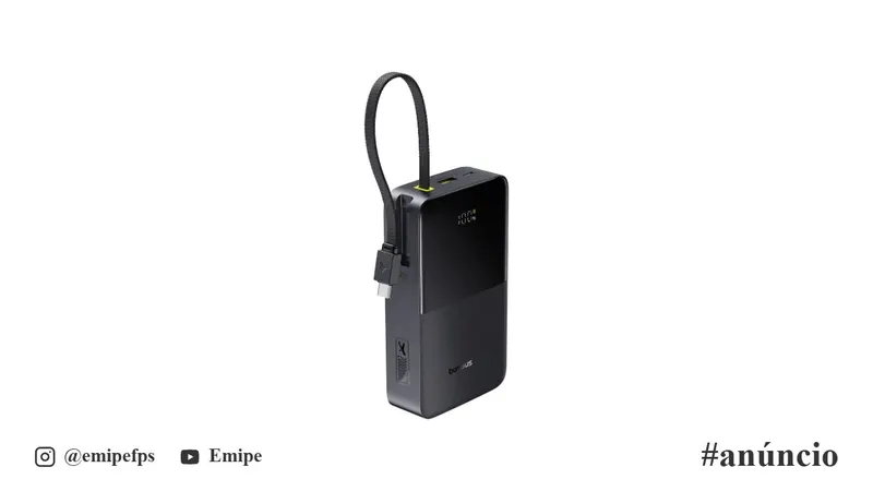 Power Bank Baseus Bipow2 Pro FC51 20000mAh, 22,5W, Carregamento Rápido, Cabo USB-C Integrado, Display Digital, Carrega 3 Dispositivos, Proteção Inteligente, Preto em promoção na Mercado Livre
