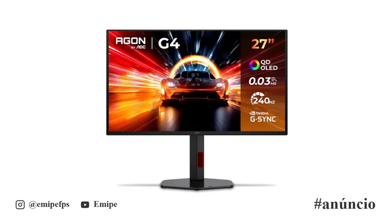 Monitor Gamer AOC AGON 27" OLED QHD 240Hz, 0.03ms - Q27G4ZDR em promoção na Shopee