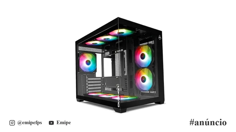 Gabinete Gamer Mancer CV450, Mini-Tower, Lateral de Vidro, com 9 Fans, Preto, MCR-CV4509F-BK em promoção na Shopee