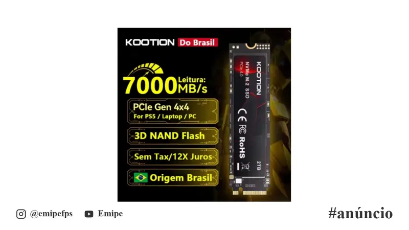 SSD NVMe M.2 1TB 7000 MB/s PCIe 4.0 x4 2280 PS5 em promoção na AliExpress