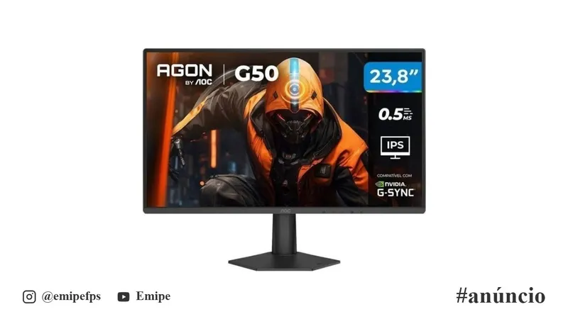 Monitor Gamer AOC 23,8" Full HD 144Hz AGON G50 IPS 0,5ms 24G50F/57 HDMI DisplayPort G-Sync 24" em promoção na Shopee