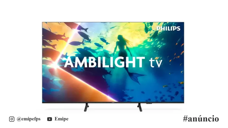 Smart TV 65" 4K Philips Ambilight Titan OS 20W HDR10+ em promoção na Shopee