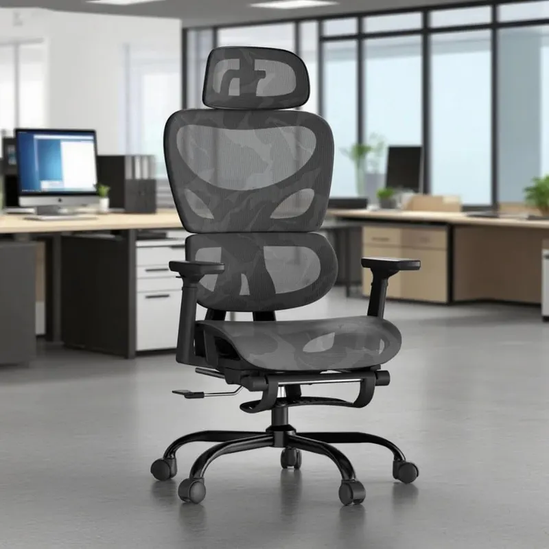 Cadeira de Escritório Ergonômica Yesop com Apoio Lombar e de Pernas, Assento Zero Gravity, Preto em promoção na Shopee