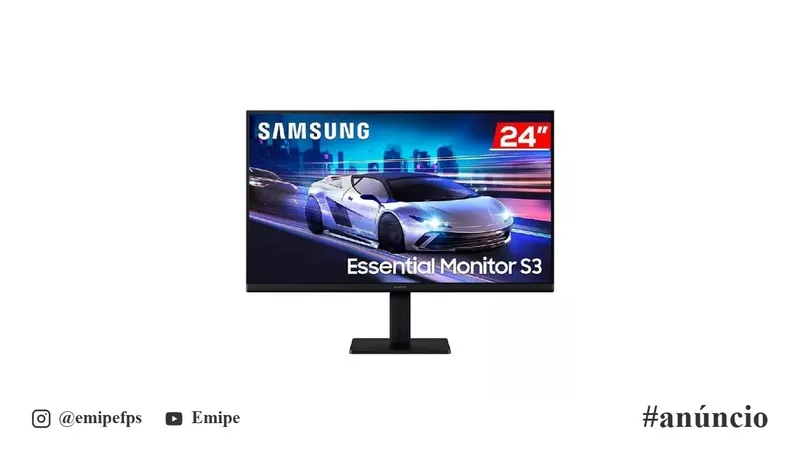 Monitor Samsung 24" Essential S3 FHD IPS 120Hz 5ms, 2 HDMI, Super Fino, 3 Side Borderless, LS24F320GALMZD em promoção na Shopee