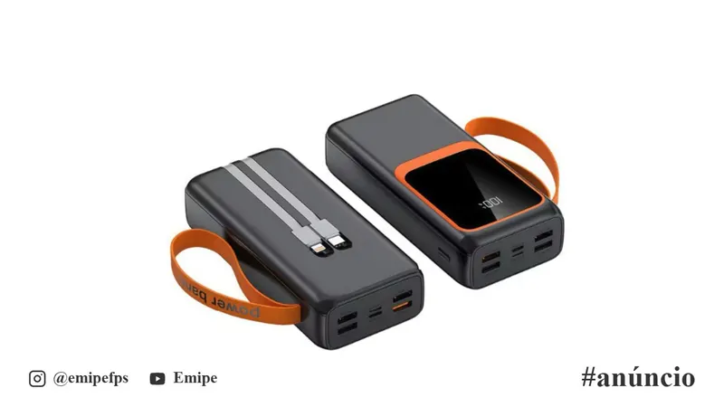 Carregador Portátil Power Bank 50000mAh Turbo 22.5W PD Rápido em promoção na Shopee