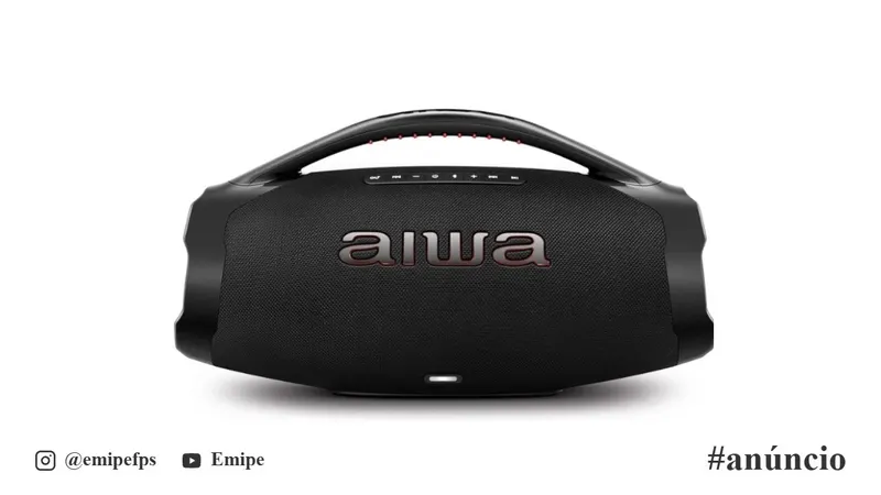 Caixa de Som Aiwa Boombox Plus 200W Bluetooth AWS-BBS-01-B Preto em promoção na Shopee