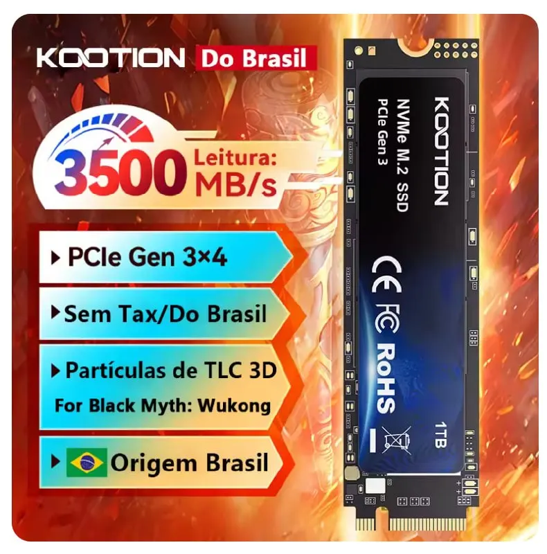 SSD NVMe 512GB 1TB Kootion M.2 Gen3 em promoção na AliExpress