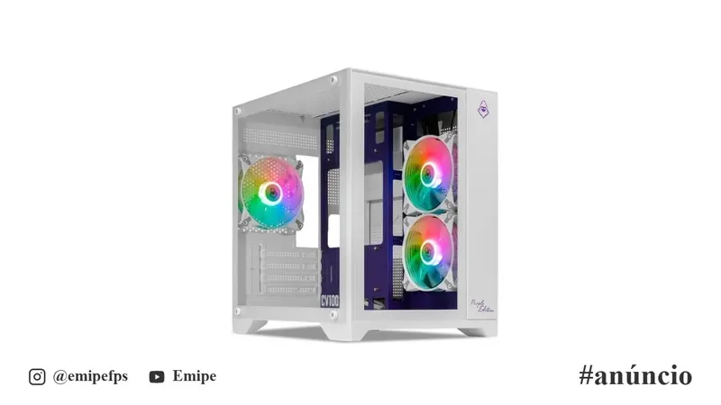 Gabinete Gamer Mancer CV100 Purple Edition, Mid-Tower, com 3 Fans, Branco, MCR-CV100-PEW em promoção na Shopee