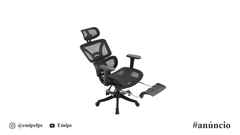Cadeira Presidente Ergonômica Escritório Mesh Reclinável com Apoio de Pés Retrátil e Apoio de Cabeça em promoção na Shopee