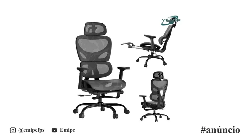 Cadeira de Escritório Ergonômica YESOP com Apoio Lombar e de Pernas, Assento Zero Gravity, Preto em promoção na Shopee