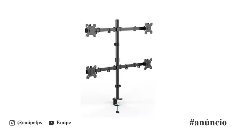 Suporte de Mesa Articulado para 4 Monitores de 13" a 32" Ergofirst, Ajuste de Inclinação, Preto em promoção na Shopee