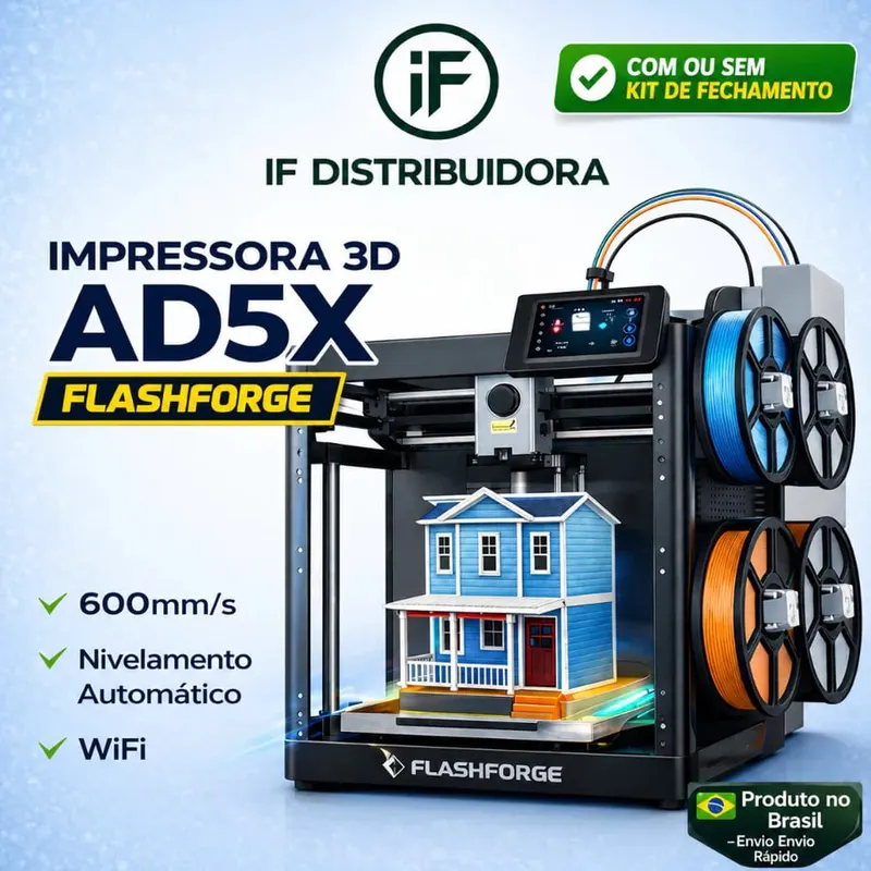 Impressora 3D Flashforge AD5X Multicolor Automática Wi-Fi Alta Velocidade em promoção na Shopee