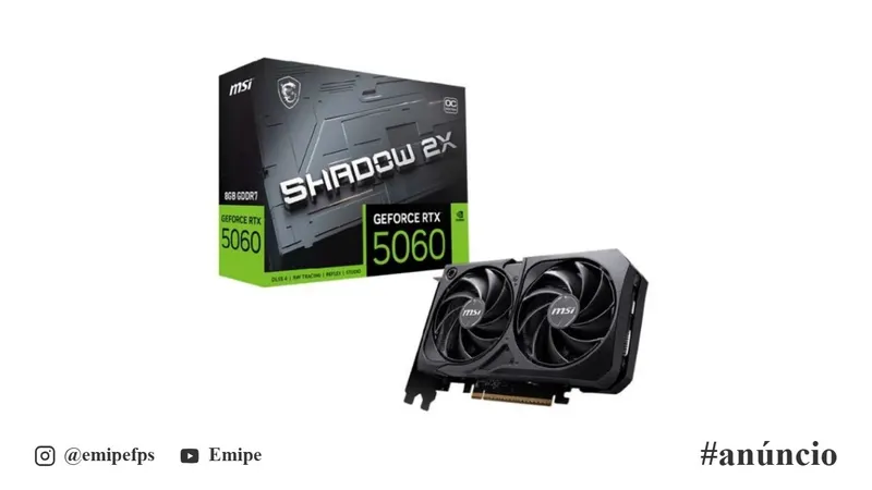 Placa de Vídeo MSI RTX 5060 8GB GDDR7 Shadow 2X OC em promoção na Shopee