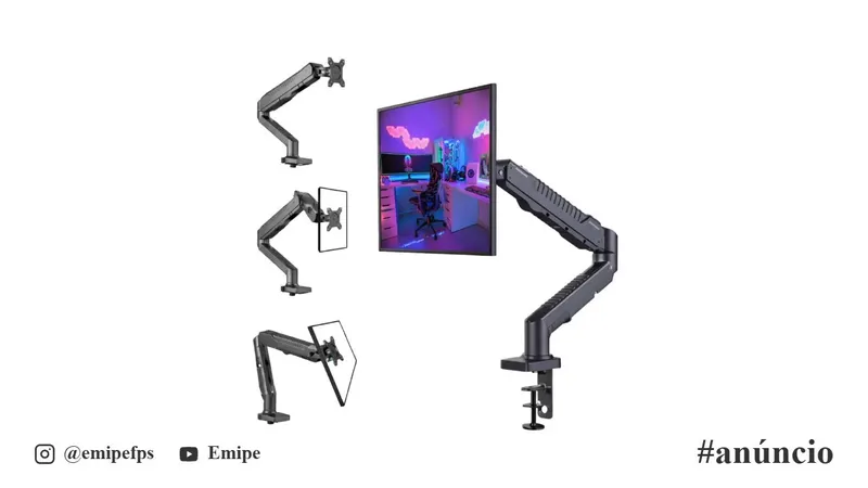 Suporte para Monitor Articulado Sumay, 15 a 35 Pol, Pistão a Gás, Braço de Mesa, VESA, F800W em promoção na Shopee