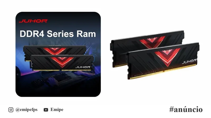 Memória RAM Juhor Black DDR4 8GB 3200MHz Memória Preta em promoção na AliExpress