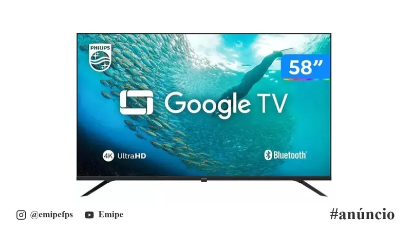 Smart TV 58" 4K UHD LED Philips 58PUG7019/78 Wi-Fi Bluetooth Google Assistente 3 HDMI 2 USB em promoção na Shopee