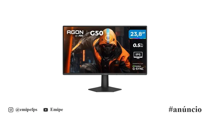 Monitor Gamer AOC 23,8" Full HD 144Hz Agon G50 IPS 0,5ms 24G50F/57 HDMI DisplayPort G-Sync em promoção na Shopee