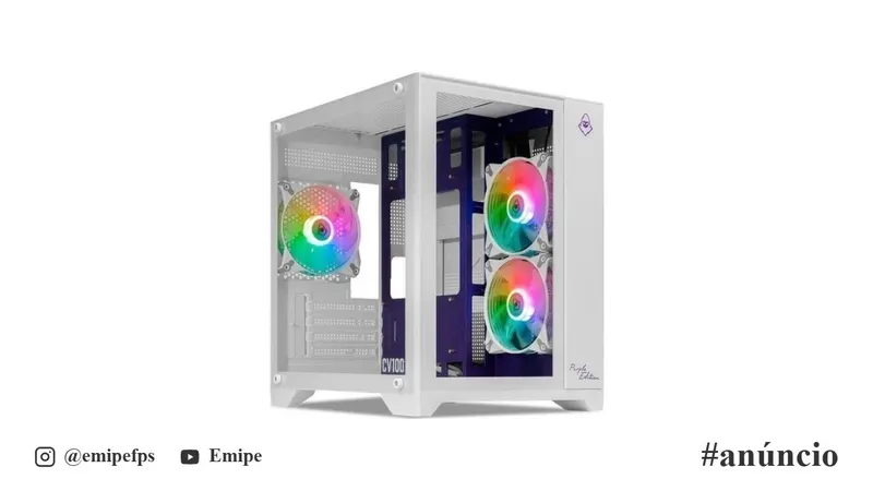 Gabinete Gamer Mancer CV100 Purple Edition, Mid-Tower, com 3 Fans, Branco, MCR-CV100-PEW em promoção na Shopee