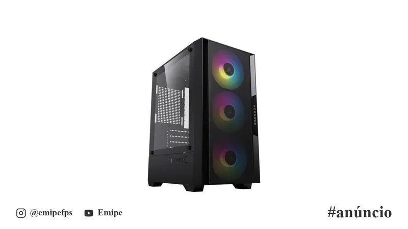 Gabinete Gamer Acegeek Stratus Mesh, Mid-Tower, Lateral de Vidro, Preto, AG-STRATUS-MESH-BK em promoção na Shopee