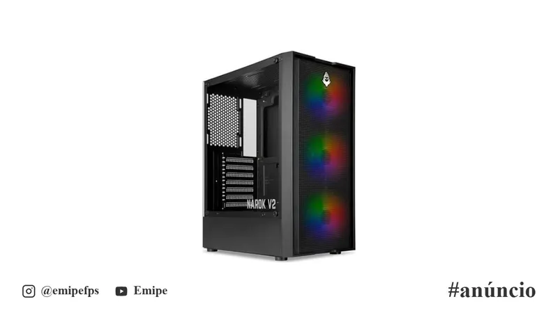 Gabinete Gamer Mancer Narok V2, Rainbow, Mid-Tower, Lateral de Vidro, com 3 Fans, Preto, MCR-NRK-V2 em promoção na Shopee