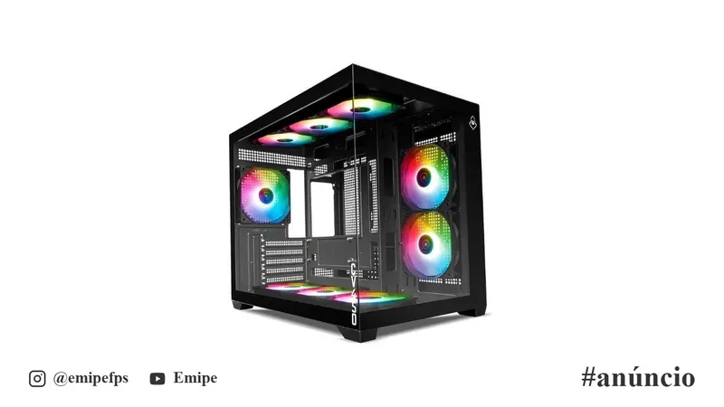 Gabinete Gamer Mancer CV450, Mini-Tower, Lateral de Vidro, com 9 Fans, Preto, MCR-CV4509F-BK em promoção na Shopee