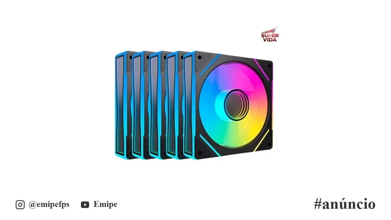 Kit 5 Cooler Fan ARGB 120mm para Gabinete e CPU 1300 RPM Silencioso Iluminação LED RGB 5V 3 Pinos em promoção na Shopee