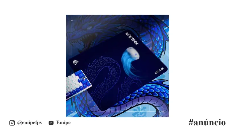 Mousepad Gamer Dracktar Quadrado 49x42 Profissional Microtexturizado Premium Design Dragão Japonês Ozzix em promoção na Shopee