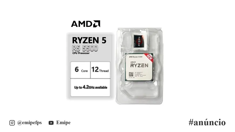 Processador AMD Ryzen 5 5500, 6-Core, 12-Threads, 3.6GHz (4.2GHz Turbo), Cache 19MB, AM4 em promoção na Shopee