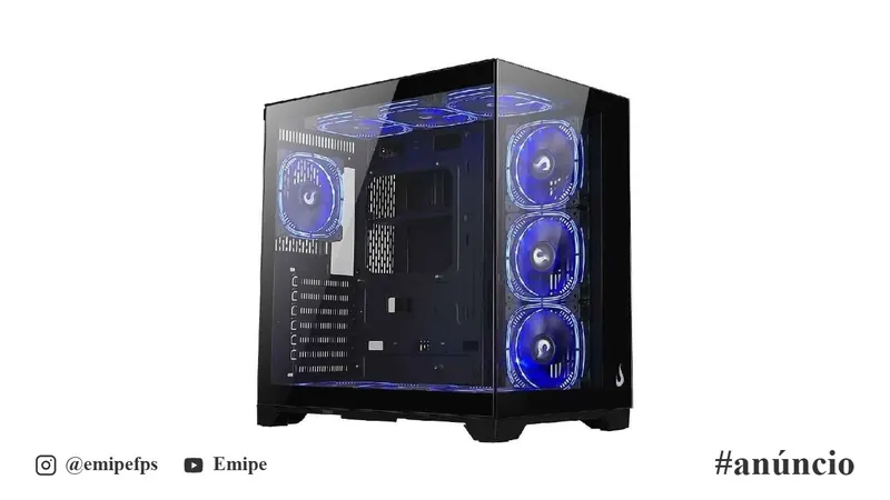 Gabinete Gamer Rise Mode Galaxy Glass Standard V2, Mid Tower, ATX, Lateral e Frontal em Vidro Temperado, Sem Fans, Preto - RM-GA-GGST2-FB em promoção na Amazon